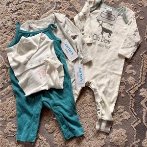 Carter's Teal and Cream Footies Set and bundle